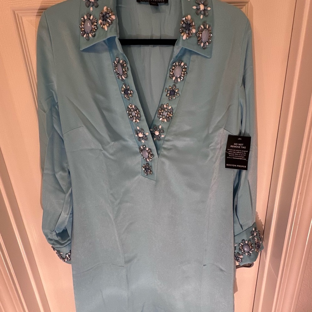 Embellished Blue Women's Top